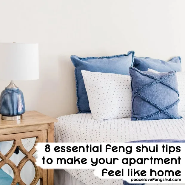 bed with blue pillows - 8 essential feng shui tips to make your apartment feel like home