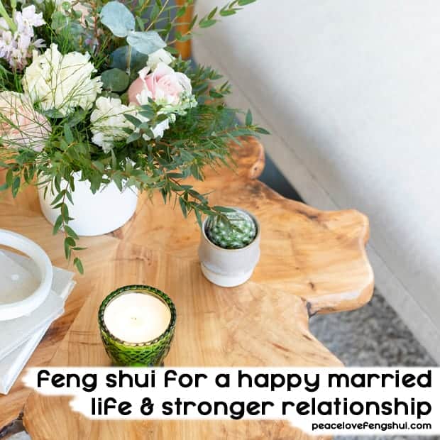 coffee table with flowers- feng shui for a happy married life and stronger relationship