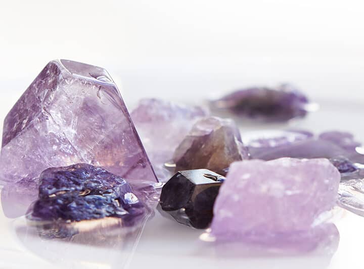 various amethyst crystals