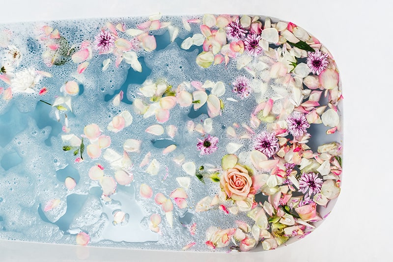 self love bath ritual with dried flowers