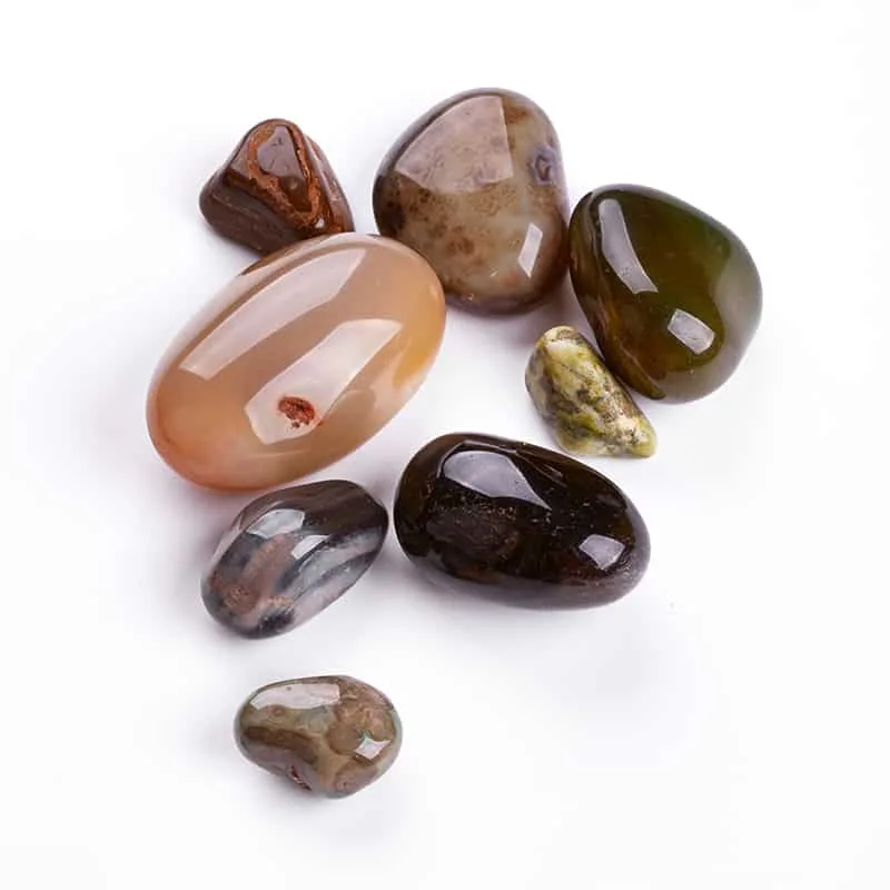 mix of brown feng shui earth element crystals