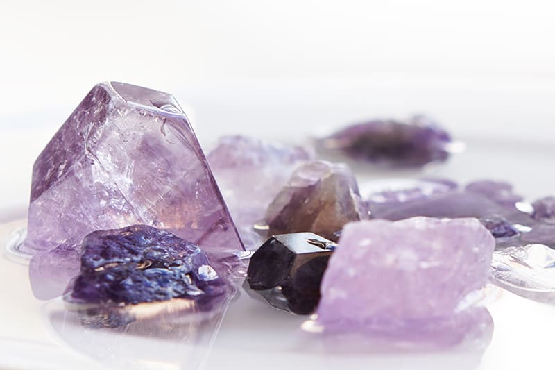 group of amethyst crystals