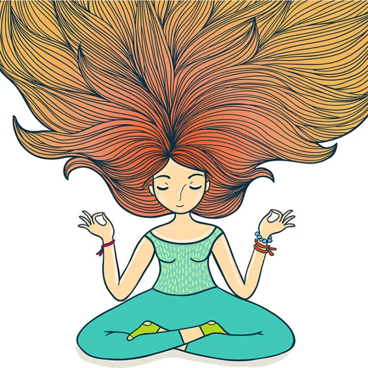 illustration of a girl meditating