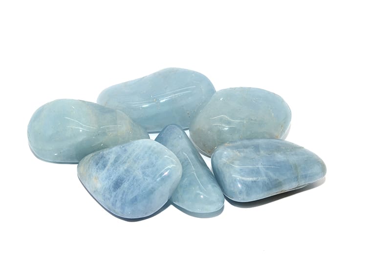 polished aquamarine crystals