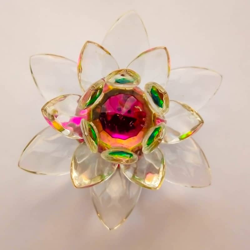 feng shui crystal lotus flower with colorful center