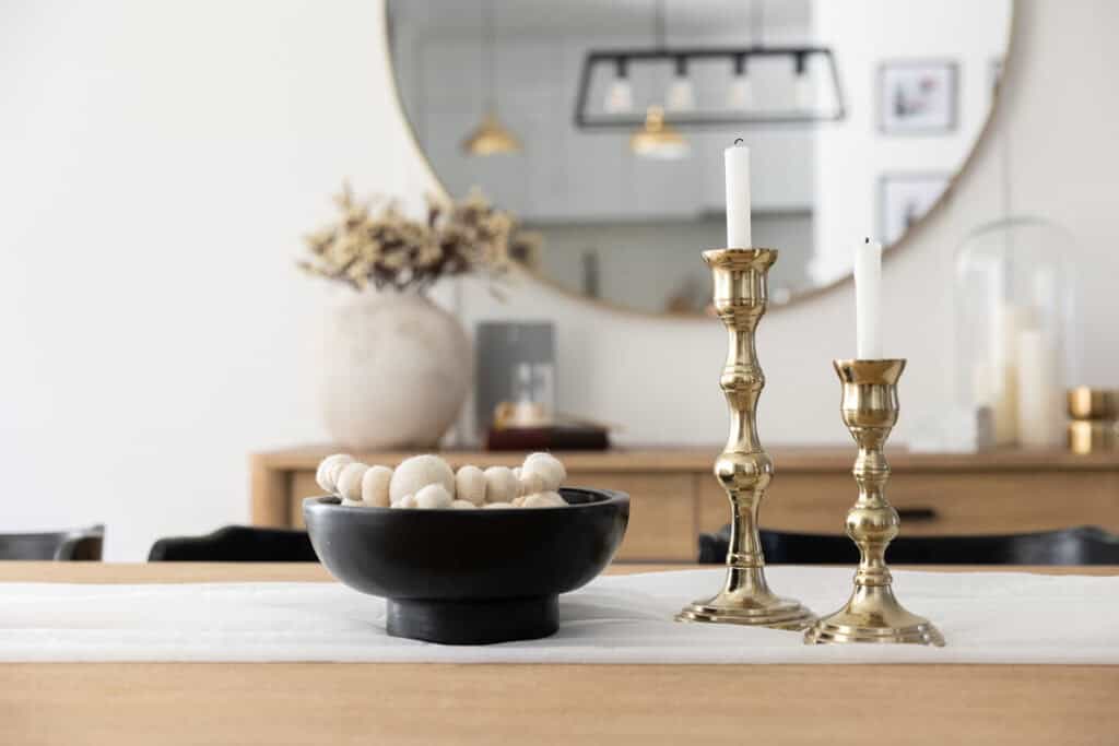 dining room table with simple decor